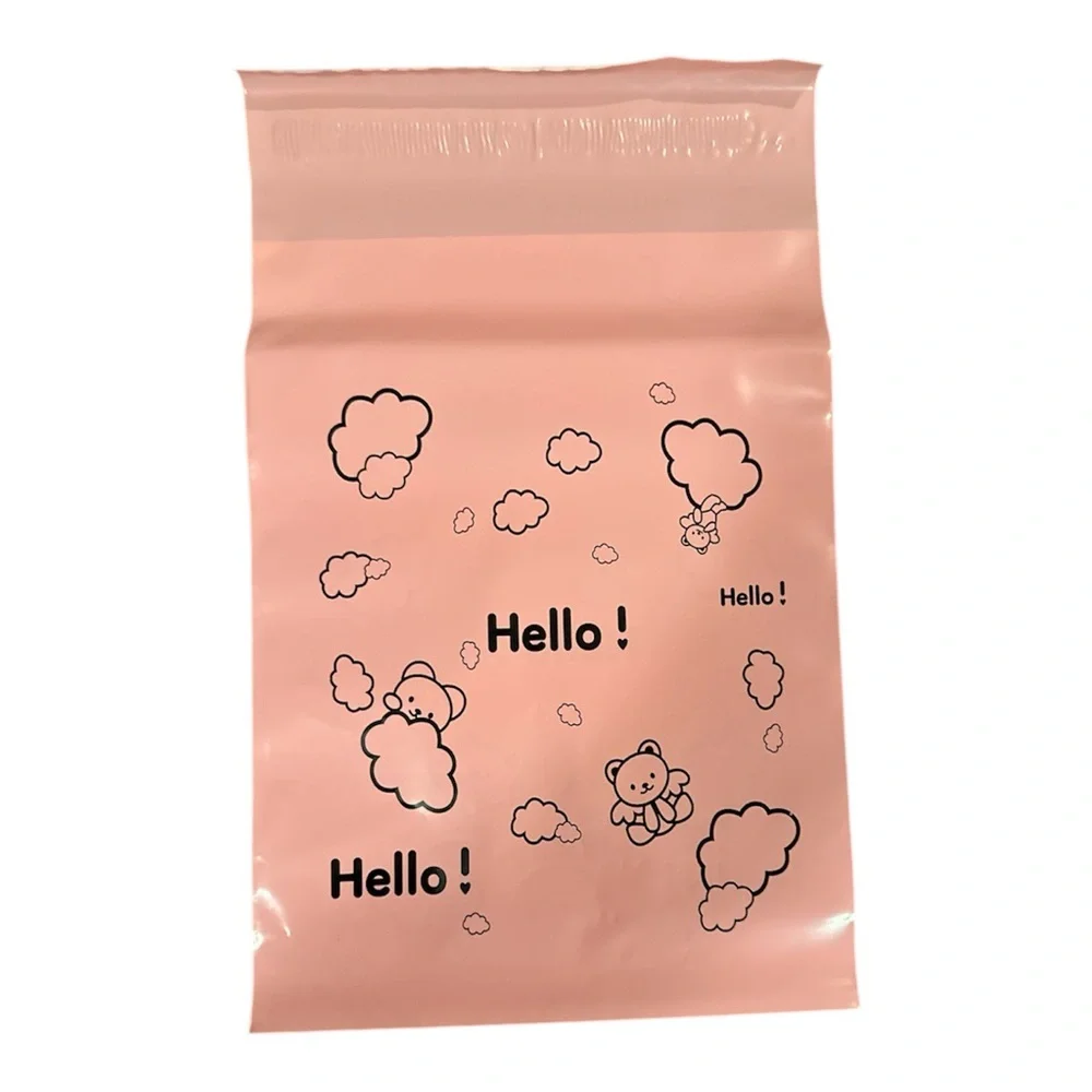 Pink Cute Teddy Bear Hello Clouds Poly Mailers 6x8 Shipping Bags - 30 Pack